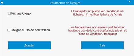 Parámetros de fichajes