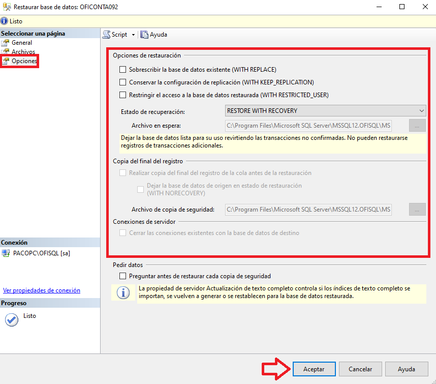Restaurar Bdsql03