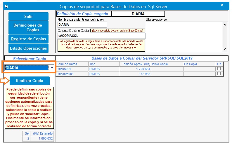 Realizarcopia Sql